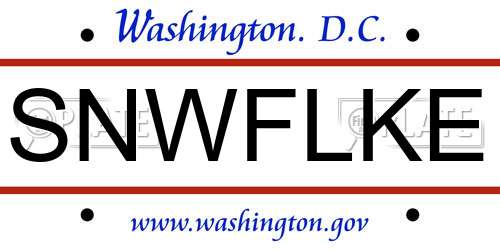 SNWFLKE District Of Columbia License Plate