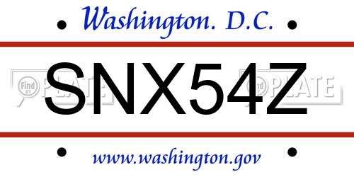 SNX54Z District Of Columbia License Plate