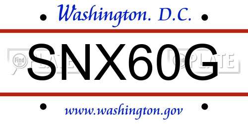 SNX60G District Of Columbia License Plate