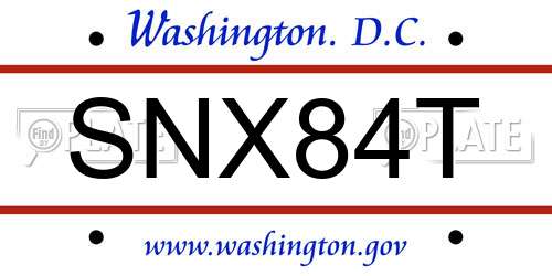 SNX84T District Of Columbia License Plate