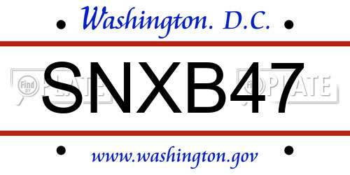 SNXB47 District Of Columbia License Plate