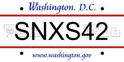 SNXS42 District Of Columbia License Plate