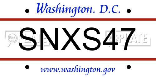 SNXS47 District Of Columbia License Plate
