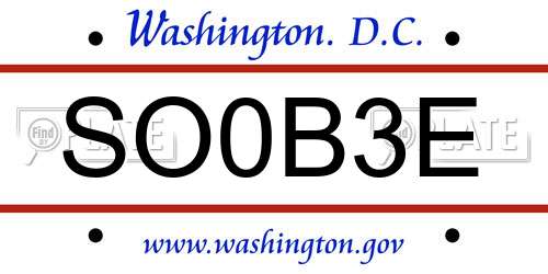 SO0B3E District Of Columbia License Plate