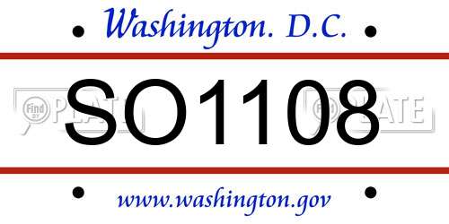 SO1108 District Of Columbia License Plate