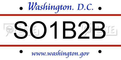 SO1B2B District Of Columbia License Plate