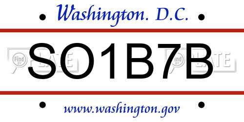 SO1B7B District Of Columbia License Plate