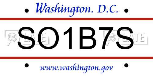 SO1B7S District Of Columbia License Plate