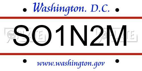 SO1N2M District Of Columbia License Plate