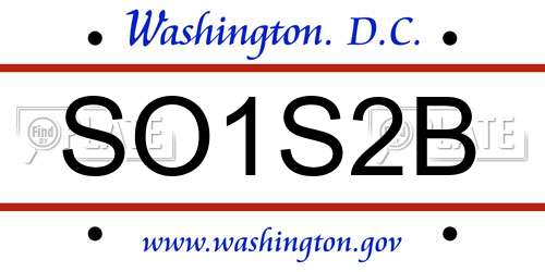 SO1S2B District Of Columbia License Plate
