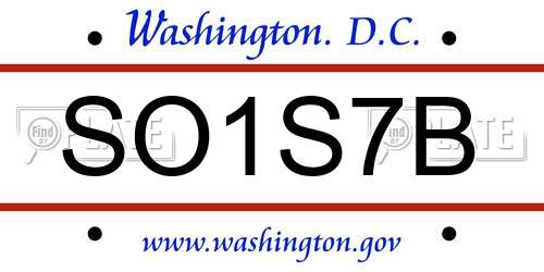 SO1S7B District Of Columbia License Plate