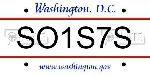 SO1S7S District Of Columbia License Plate