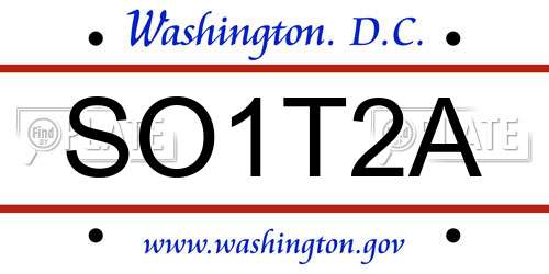 SO1T2A District Of Columbia License Plate
