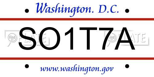 SO1T7A District Of Columbia License Plate