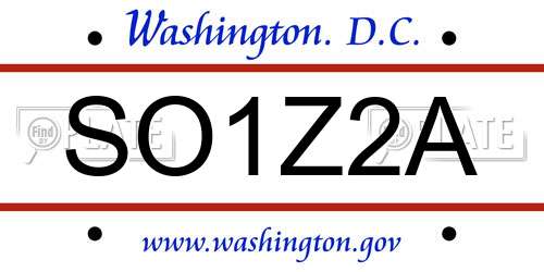 SO1Z2A District Of Columbia License Plate