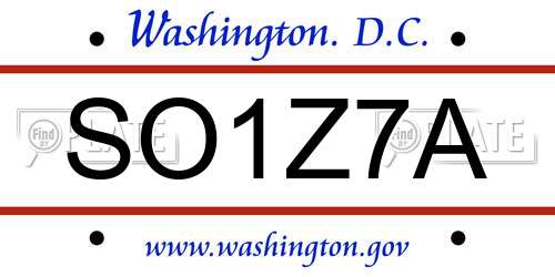 SO1Z7A District Of Columbia License Plate