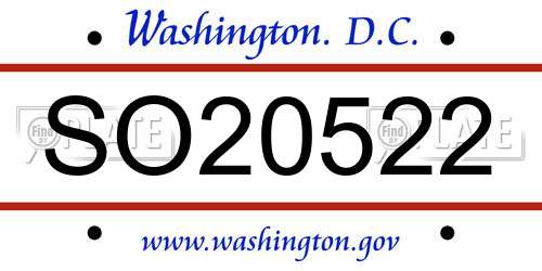 SO20522 District Of Columbia License Plate
