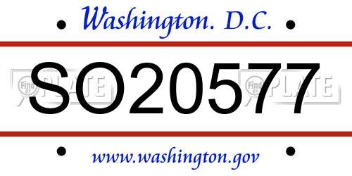SO20577 District Of Columbia License Plate