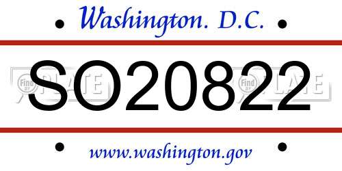 SO20822 District Of Columbia License Plate