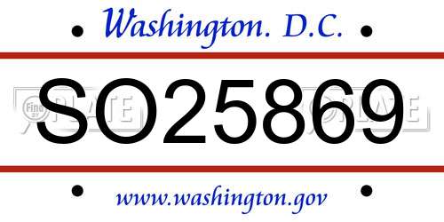 SO25869 District Of Columbia License Plate