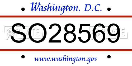 SO28569 District Of Columbia License Plate
