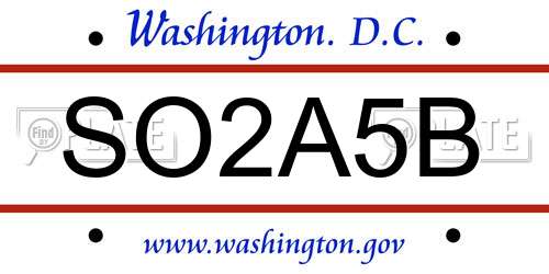 SO2A5B District Of Columbia License Plate