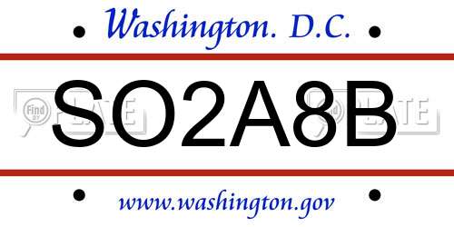 SO2A8B District Of Columbia License Plate