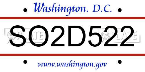 SO2D522 District Of Columbia License Plate