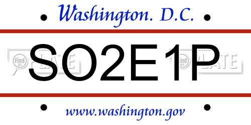 SO2E1P District Of Columbia License Plate