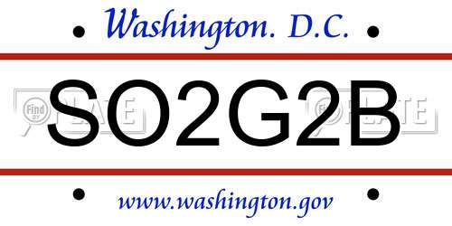 SO2G2B District Of Columbia License Plate
