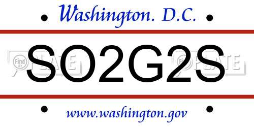 SO2G2S District Of Columbia License Plate