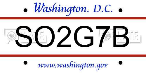 SO2G7B District Of Columbia License Plate