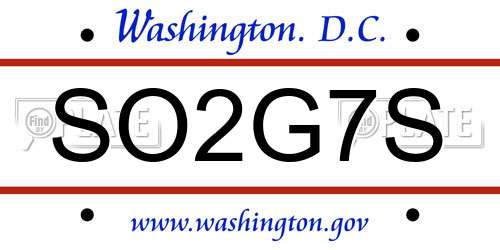SO2G7S District Of Columbia License Plate
