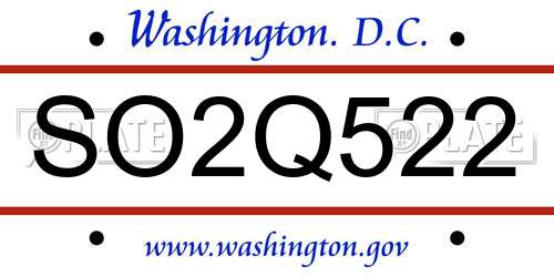 SO2Q522 District Of Columbia License Plate