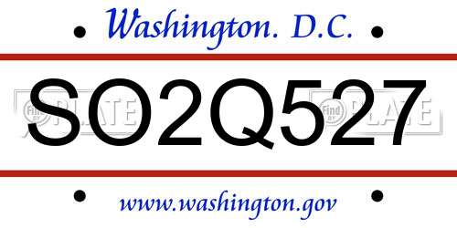 SO2Q527 District Of Columbia License Plate