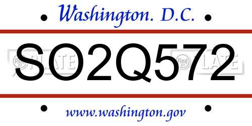 SO2Q572 District Of Columbia License Plate