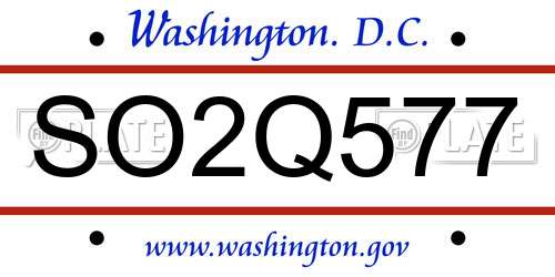 SO2Q577 District Of Columbia License Plate