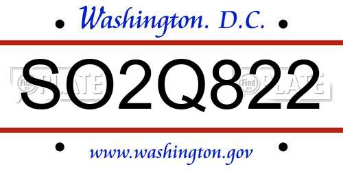 SO2Q822 District Of Columbia License Plate