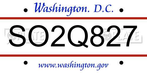 SO2Q827 District Of Columbia License Plate