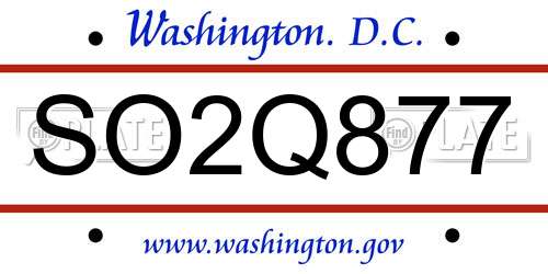 SO2Q877 District Of Columbia License Plate