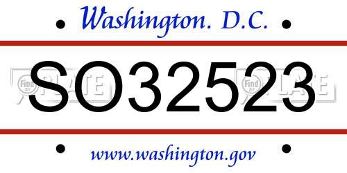 SO32523 District Of Columbia License Plate