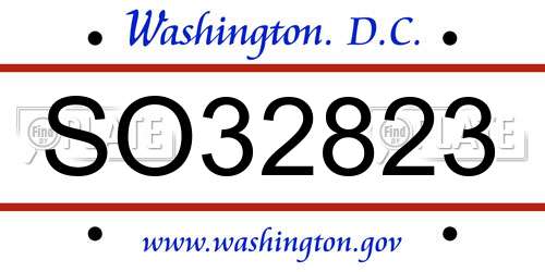 SO32823 District Of Columbia License Plate