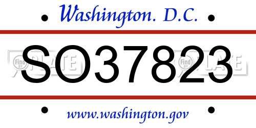 SO37823 District Of Columbia License Plate