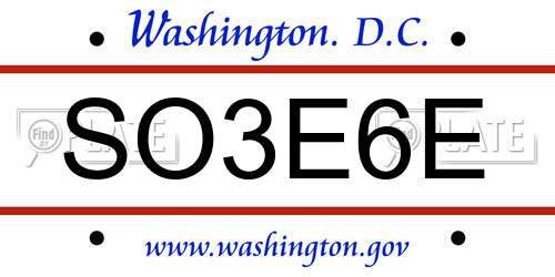 SO3E6E District Of Columbia License Plate