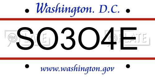 SO3O4E District Of Columbia License Plate