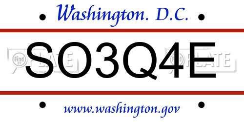 SO3Q4E District Of Columbia License Plate