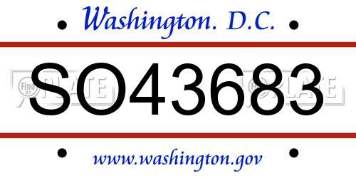 SO43683 District Of Columbia License Plate