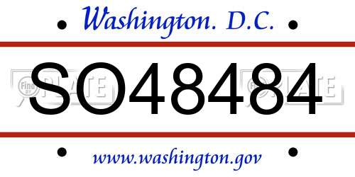 SO48484 District Of Columbia License Plate