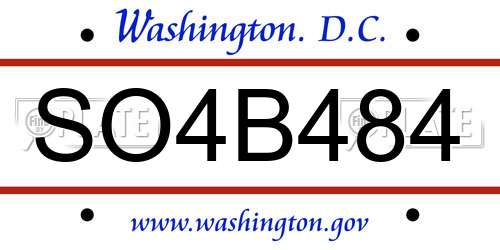 SO4B484 District Of Columbia License Plate