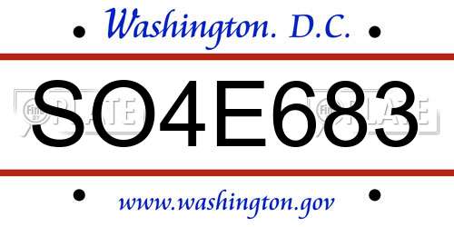 SO4E683 District Of Columbia License Plate